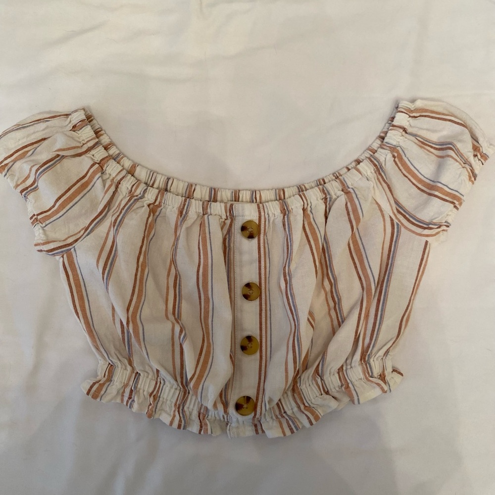 aeropostale cropped striped off the shoulder top